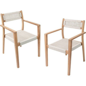 Lot de 2 Fauteuils de Jardin ARAWA en Bois d'Acacia Empilables