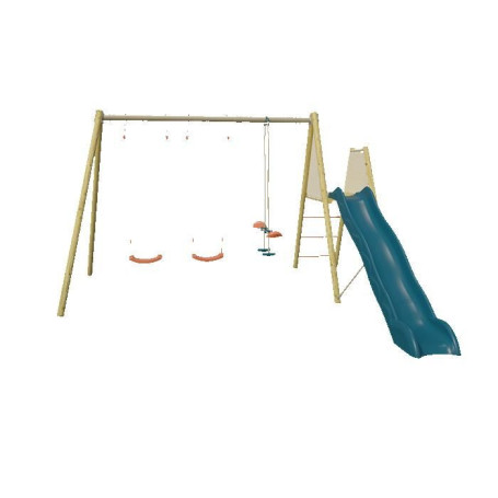 Portique Romy Aléo by Trigano avec 2 balançoires et toboggan