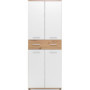 Armoire à chaussures en chêne artisan et blanc avec tiroir - 24 paires