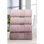 Ensemble de 4 serviettes de bain en coton - 50 x 85 cm - Teinte Poudre