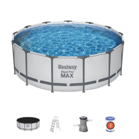 Kit Piscine Tubulaire Ronde Steel Pro Max BESTWAY - 396 x 122 cm avec Accessoires