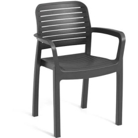 Lot de 6 fauteuils de jardin Chloe en résine tressée gris graphite