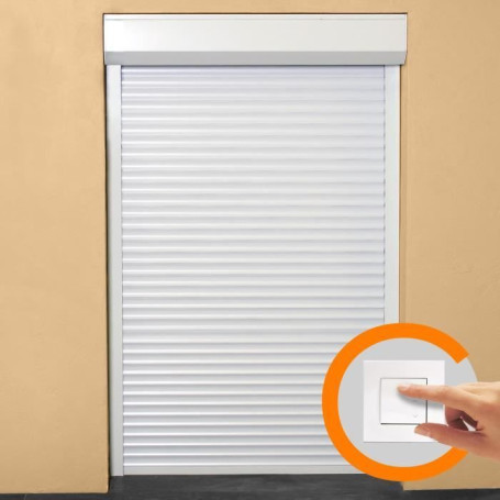 Volet Roulant Électrique en Aluminium Blanc - H220 cm x L150 cm - Ajustable
