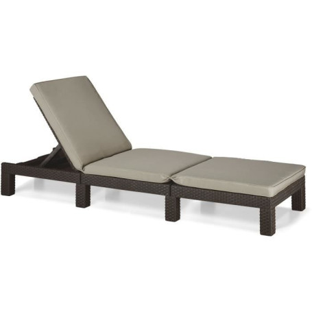 Bain de soleil Daytona en résine tressée marron avec dossier réglable