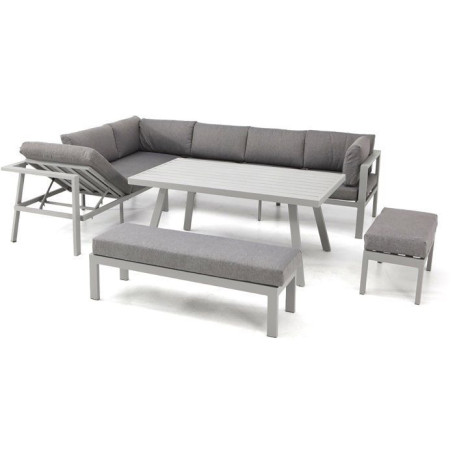 Ensemble de Jardin Antalya 9 Places en Aluminium - Gris Élégant
