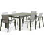 Ensemble de Jardin Kaki Miami : Table Extensible et 6 Fauteuils Empilables