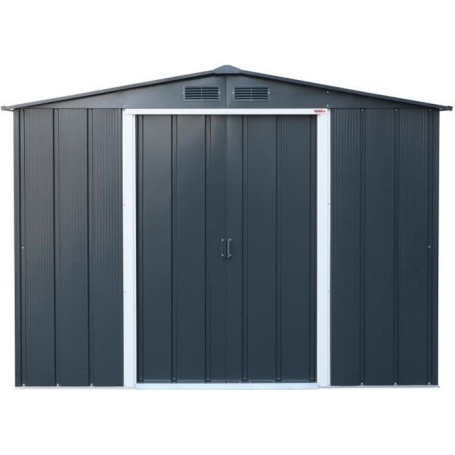 Abri de jardin en métal 4,77 m² avec kit d'ancrage - Gris anthracite