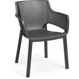 Lot de 6 fauteuils de jardin empilables Elisa en résine graphite