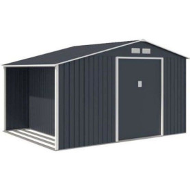 Abri de jardin en métal NOVA 8,72 m² avec portes coulissantes - Gris