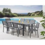 Ensemble de Jardin Extensible 6 à 8 Personnes - Table et Chaises en Aluminium Gris