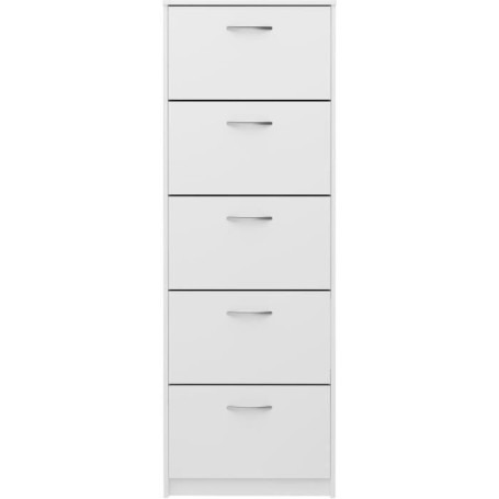 Meuble à chaussures blanc avec 5 abattants pour 10 paires
