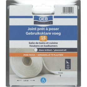 Joint prêt à poser GEB - 15 mm x 3,35 m - Blanc Brillant