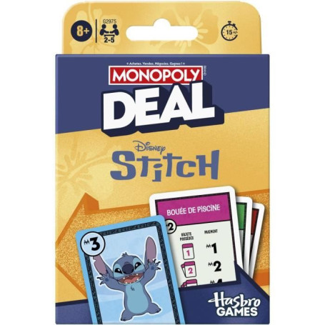 Monopoly Deal Stitch - Jeu de cartes rapide pour toute la famille