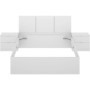Lit adulte HAVANA avec chevets intégrés - 160 x 200 cm - Blanc élégant