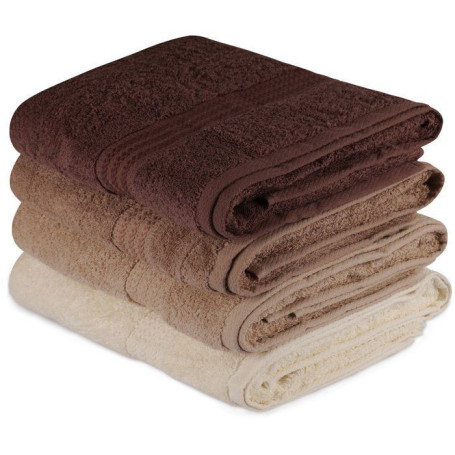 Ensemble de 4 serviettes de bain en coton crème - 70 x 140 cm