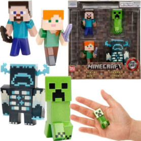 Ensemble de Figurines Minecraft en Métal - Steve, Alex, Creeper et Warden