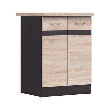 Meuble Bas de Cuisine JUNONA 60 cm - 2 Portes en Chêne Sonoma