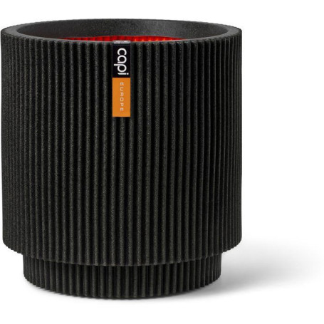 Vase Cylindrique Noir Groove NL - CAPI EUROPE - 36 x 38 cm