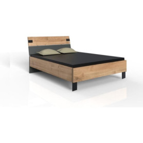 Lit LAMIA 140x200 cm en Chêne Poutre et Graphite - WIMEX