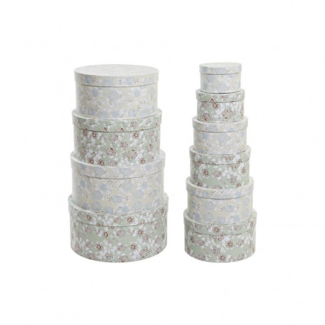 Jeu de Caisses de Rangement Empilables DKD Home Decor Beige Vert Carton (37,5 x 110,99 €