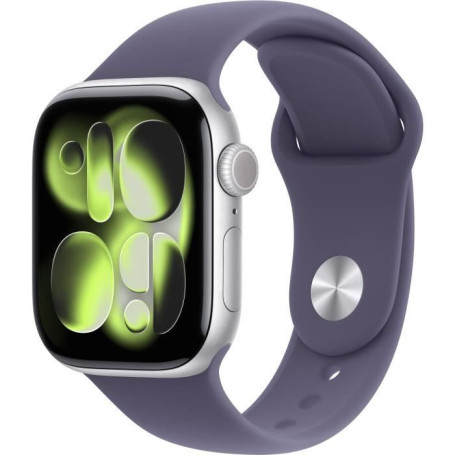 Apple Watch Series 11 GPS 42mm Aluminium Argent avec Bracelet Sport Purple Fog