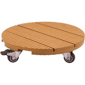 Support de Pot Roulant en Bois Naturel - 30 cm avec 4 Roulettes