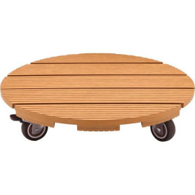 Support de Pot Roulant en Bois Naturel - 38 cm avec Freins
