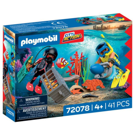 Figurine Playmobil Policier Plongeur avec Trésor
