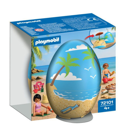 Playmobil Oeuf 2en1 Vacances à la Plage - Aventures Estivales