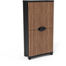 Armoire Space-Saver 90 cm avec 4 étagères - Noir et Bois