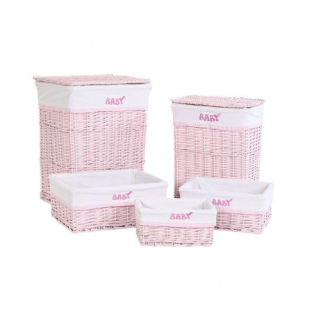 Lot de paniers DKD Home Decor Rose Polyester Enfant osier (44 x 34 x 56 cm) 239,99 €