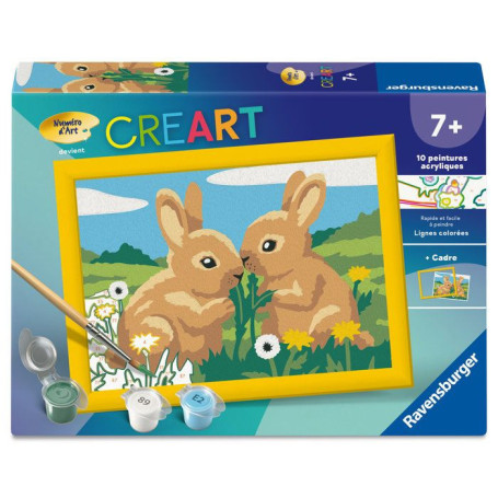 Kit de Peinture par Numéros Ravensburger - Lapins Mignons 13x18cm