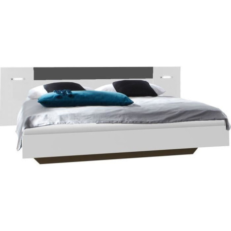 Lit Éclairé RHODES WIMEX 180x200 cm Blanc et Graphite