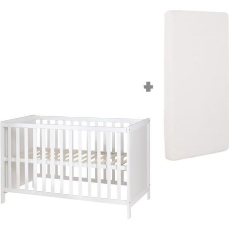 Lit bébé cododo 2-en-1 réglable - 60 x 130 cm - ROBA - Blanc