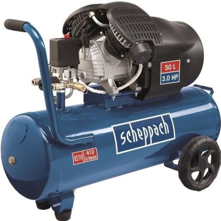 Compresseur d'air horizontal Scheppach HC53DC - 50L, 3 CV, 10 bars