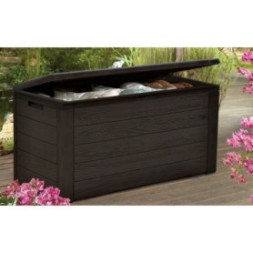 Coffre de Rangement Extérieur TOOD en Résine - 300 L - Aspect Bois Marron