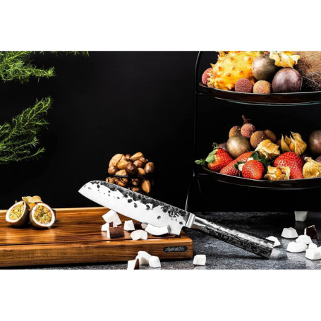 Planche à Découper Antidérapante en Acacia avec Gouttière et Poignée - 40 x 29 cm