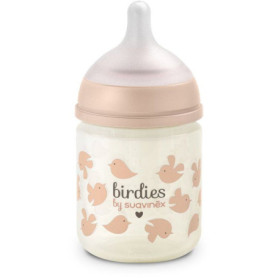 Biberon en Verre Birdies Suavinex avec Tétine SX Pro - 120 ml - Rose