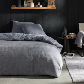 Parure de lit Teddy TODAY - Housse de couette et taies 220x240 cm - Gris uni