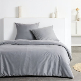 Parure de lit Essential TODAY - Housse de couette et taies - 220x240 cm - Gris effet lavé