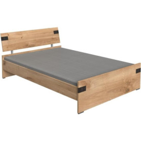 Lit adulte TRIKALA 140 x 200 cm en Chêne et Graphite