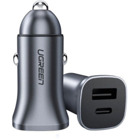 Chargeur de voiture UGREEN 30W avec USB-C et USB-A - Gris