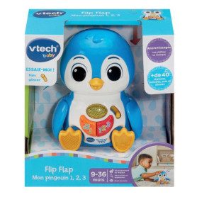 VTECH BABY - Mon Pingouin Interactif Flip Flap 1, 2, 3 - Bleu