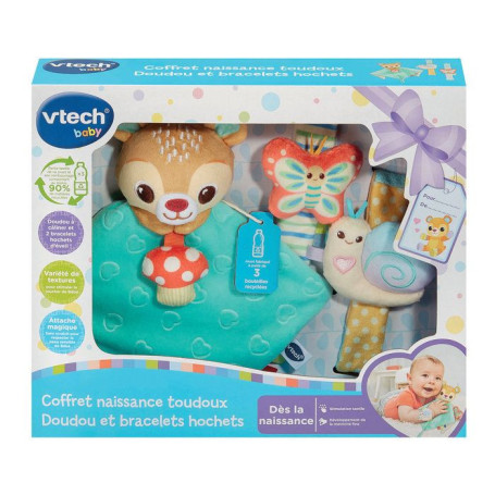 Coffret Naissance Toudoux VTECH BABY - Doudou et Bracelets Hochets Écologiques