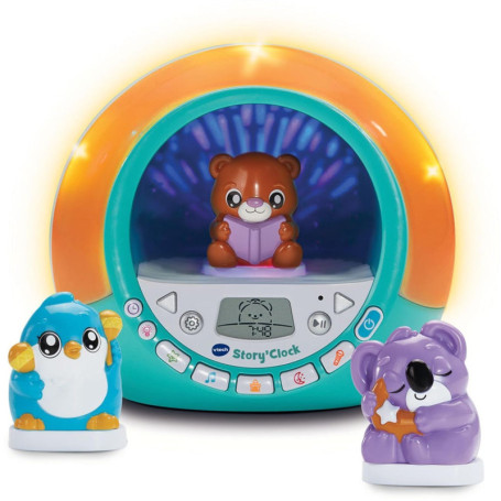 VTECH Story'Clock - Conteuse-Réveil Interactif Bleu pour Enfants