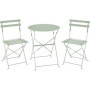 Ensemble Bistrot ELORA - Table Ronde Pliable et 2 Chaises en Acier Vert