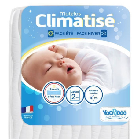 Matelas Bébé Climatisé 60x120 cm - Été/Hiver - Yoopidoo