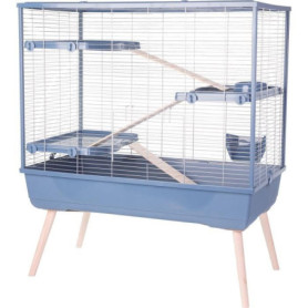 Cage surélevée pour lapin ZOLUX Néolife - 3 étages, bleu, 99 x 54 x 114 cm