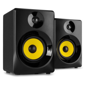 VONYX SMN50B Enceintes Monitoring - Paire d'Enceintes de Studio 5 Pouces, Puissance 140 Watts Max, Réglages Graves et Aigus, Qua