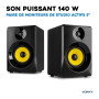 VONYX SMN50B Enceintes Monitoring - Paire d'Enceintes de Studio 5 Pouces, Puissance 140 Watts Max, Réglages Graves et Aigus, Qua